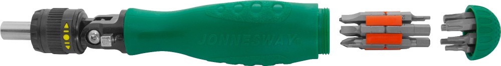 Jonnesway DR0219S Рукоятка отверточная с шарниром со вставками-битами в наборе, 19 предметов DR0219S
