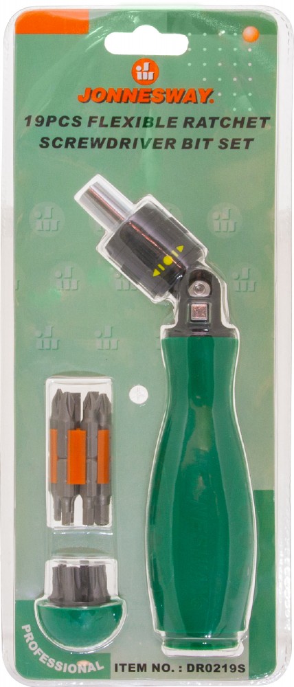 Jonnesway DR0219S Рукоятка отверточная с шарниром со вставками-битами в наборе, 19 предметов DR0219S