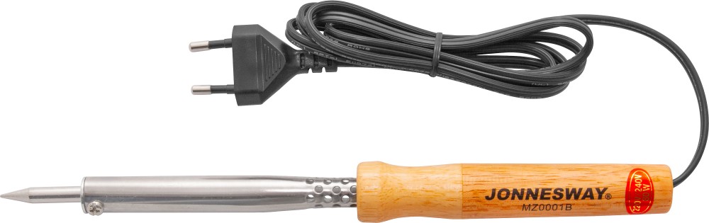 Jonnesway MZ0001B Паяльник электрический с деревянной рукояткой, паяльный стержень 7 мм, 80W, 220V-240V, T=480 C  MZ0001B
