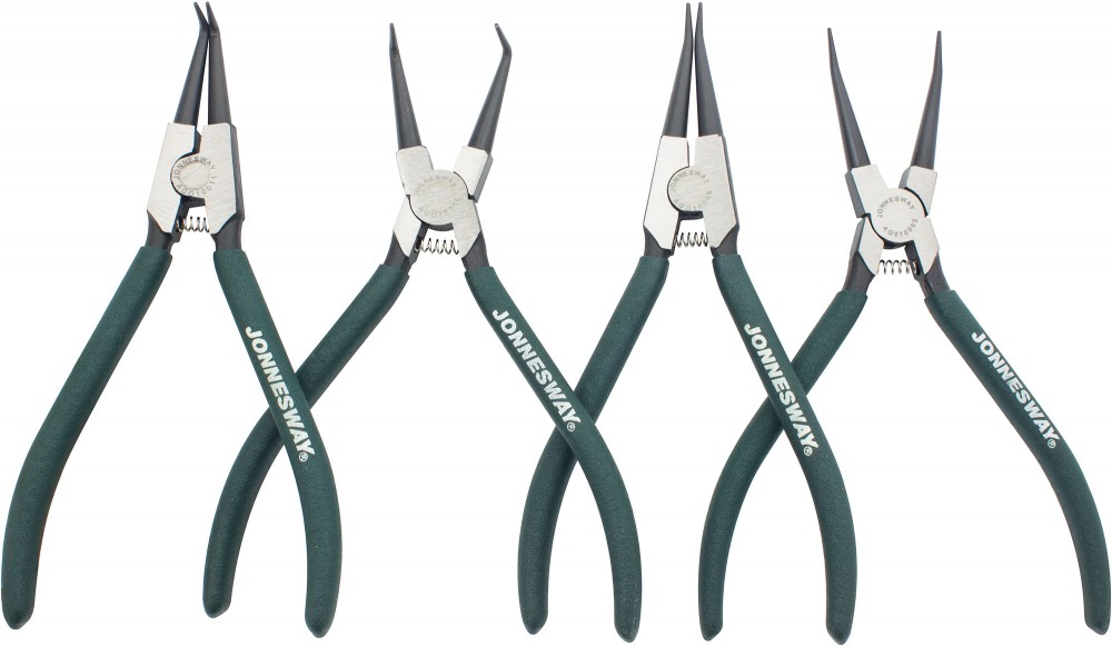 Jonnesway AG010002S Универсальный набор щипцов для стопорных колец "разжим и сжим" 7", 4 предмета AG010002S