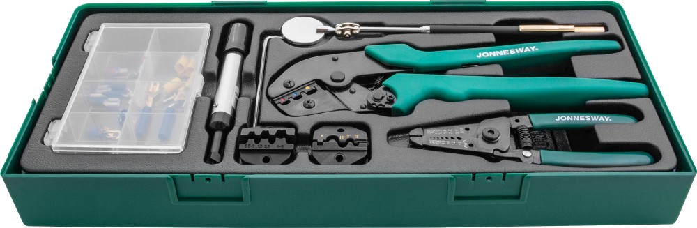 Jonnesway V1311SP Пресс-клещи обжимные с аксессуарами и расходными материалами в ложементе V1311SP