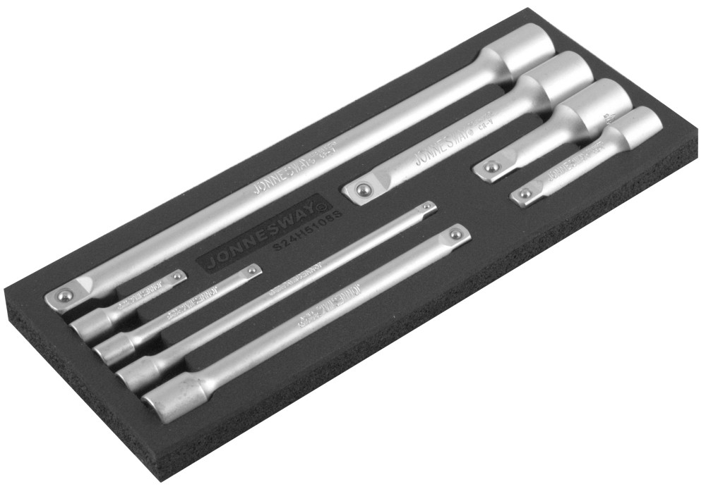 Jonnesway S24H5108S Набор удлинителей 1/4", 3/8", 1/2"DR, 50-250 мм, 8 предметов S24H5108S