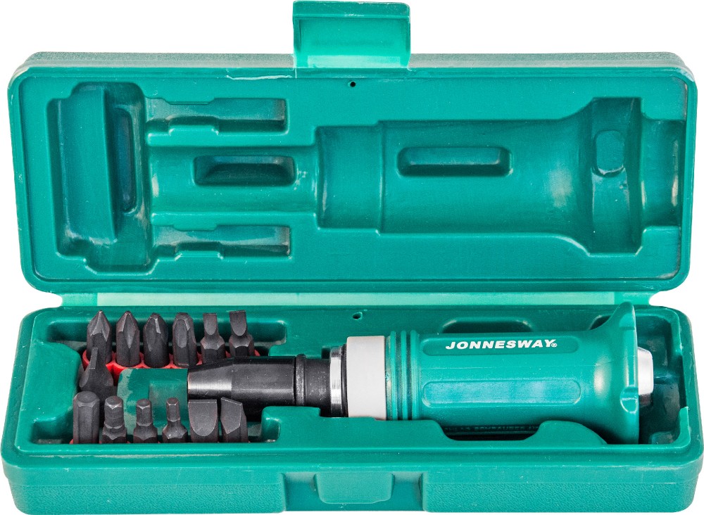 Jonnesway AG010138 Ударная отвертка SL 5,6,8,10,12мм PH# 1,2,3,4 Hex 4,5,6,8,  14 предметов AG010138