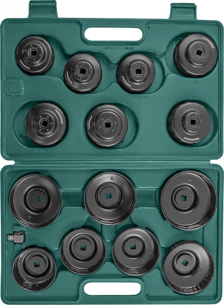 Jonnesway AI050004 Комплект чашек для съема масляных фильтров 65-100 мм, 15 предметов AI050004