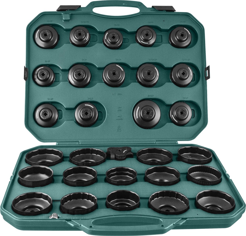 Jonnesway AI050004A Комплект чашек для съема масляных фильтров 65-120 мм, 30 предметов AI050004A