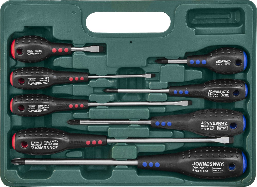 Jonnesway D04PP08S Набор отверток стержневых FULL STAR, 8 предметов D04PP08S