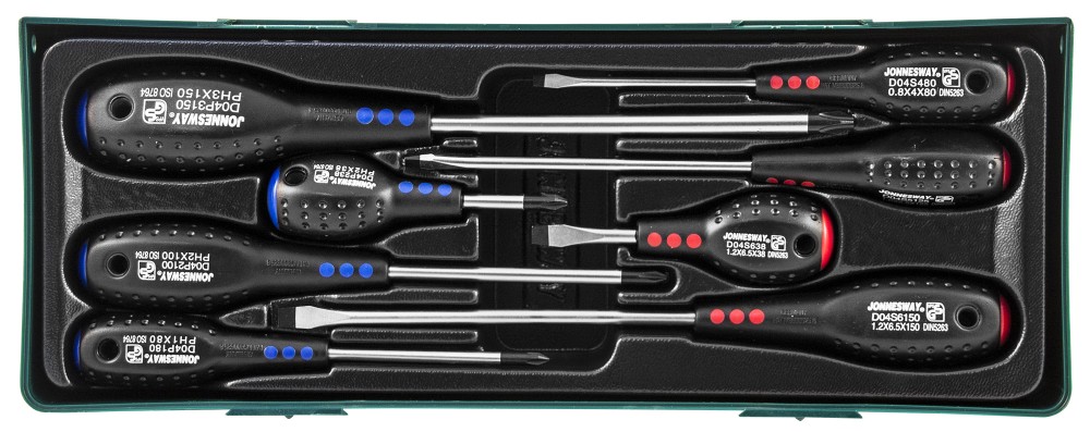 Jonnesway D04PP08SP Набор отверток стержневых FULL STAR в ложементе, 8 предметов D04PP08SP