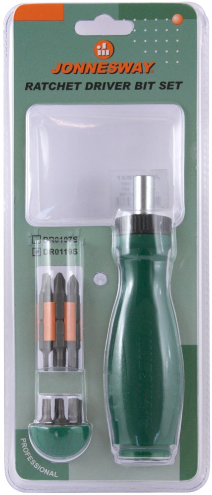 Jonnesway DR0119S Рукоятка отверточная трещоточная в наборе с битами, 19 предметов DR0119S