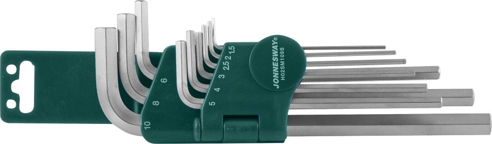 Jonnesway H02SM109S Комплект угловых шестигранников LONG 1,5-10мм, 9 предметов S2 материал H02SM109S