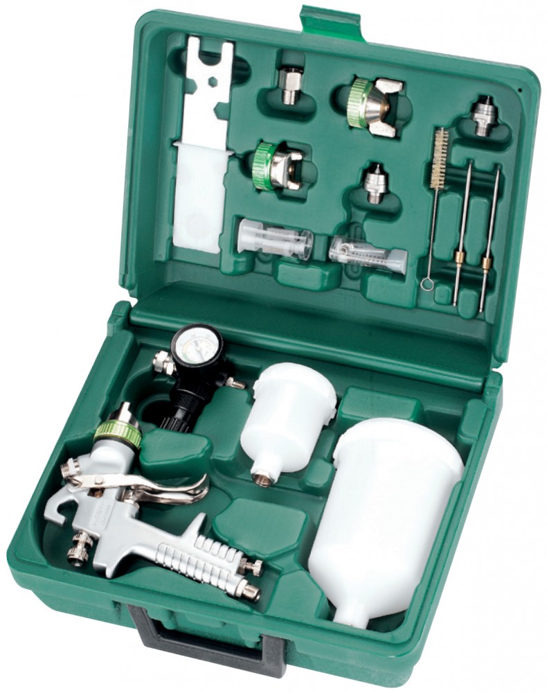 Jonnesway JA-HVLP-1080GK Набор пистолет покрасочный "Краскопульт" JA-HVLP-1080G с аксессуарами, 16 предметов JA-HVLP-1080GK