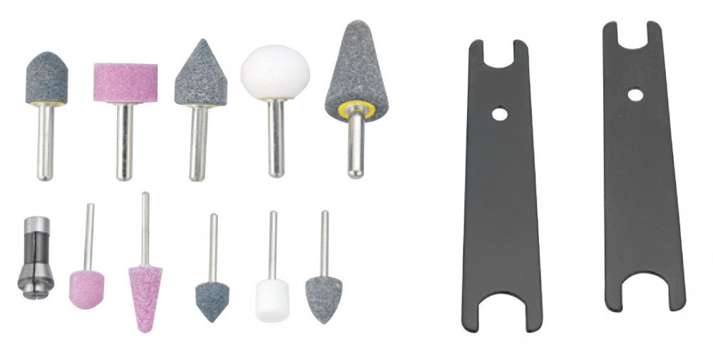 Jonnesway JAG-0913FMK Набор бормашинка пневматическая угловая 18000 об/мин., патрон 3/6 мм, L-124 мм с насадками, 15 предметов JAG-0913FMK