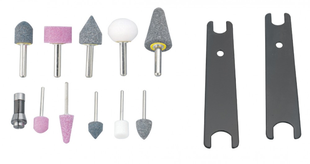 Jonnesway JAG-0913RMK Набор бормашинка пневматическая угловая 18000 об/мин., патрон 3/6 мм, L-155 мм с насадками, 15 предметов JAG-0913RMK