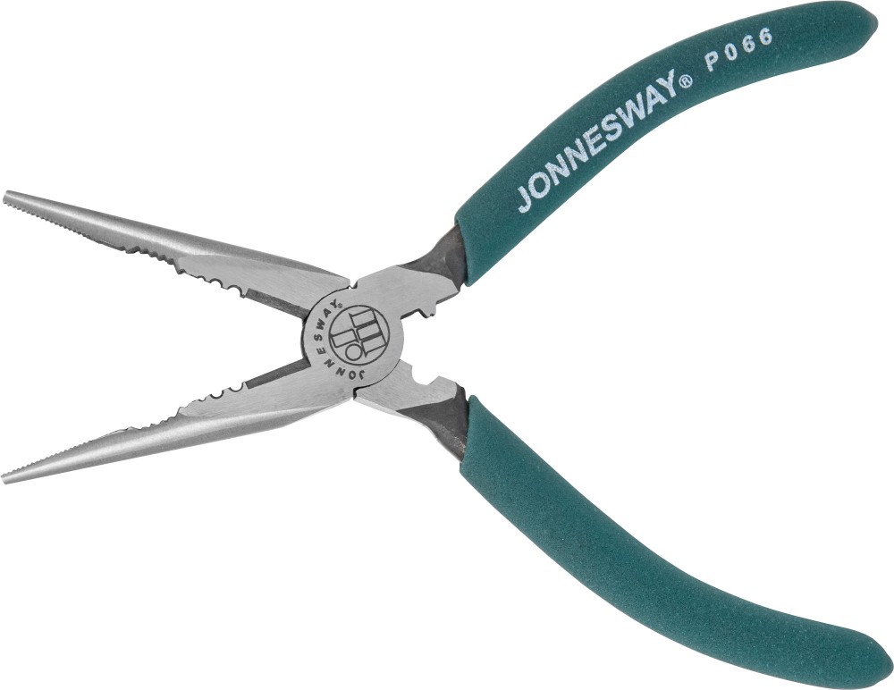 Jonnesway P066 Длинногубцы прямые, многофункциональные, с ПВХ рукоятками, 160 мм P066