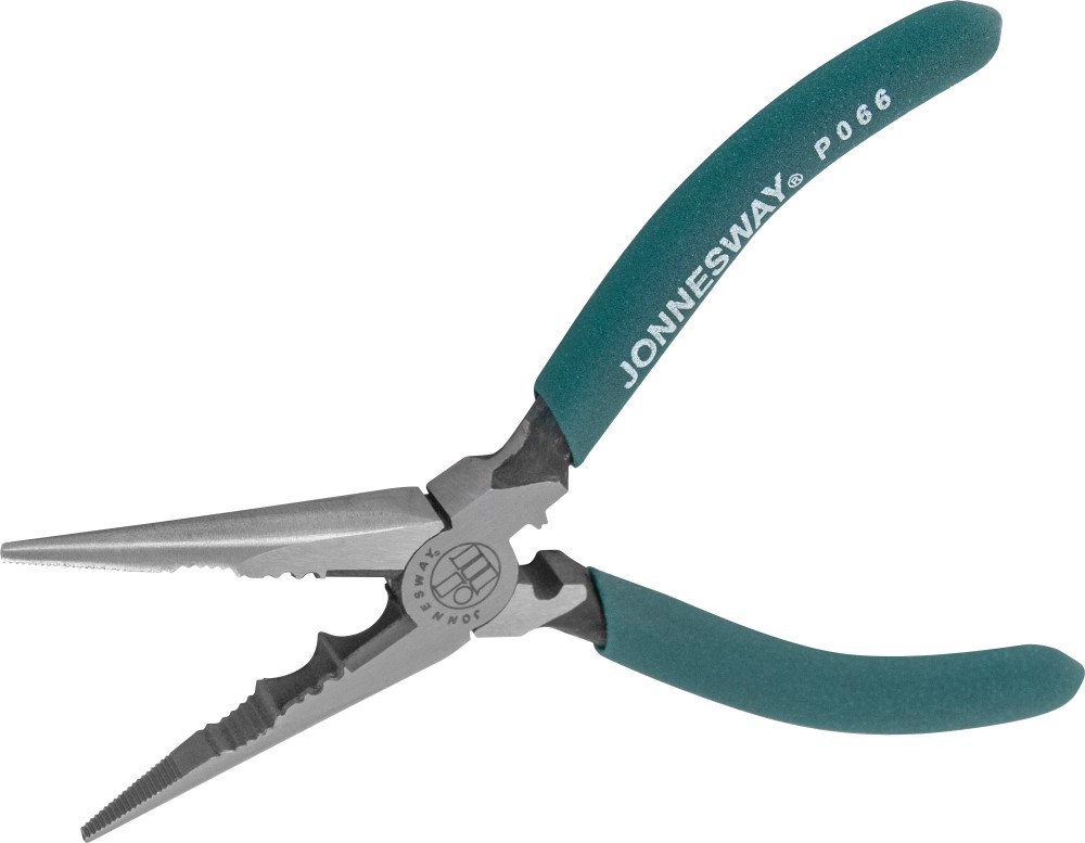 Jonnesway P066 Длинногубцы прямые, многофункциональные, с ПВХ рукоятками, 160 мм P066