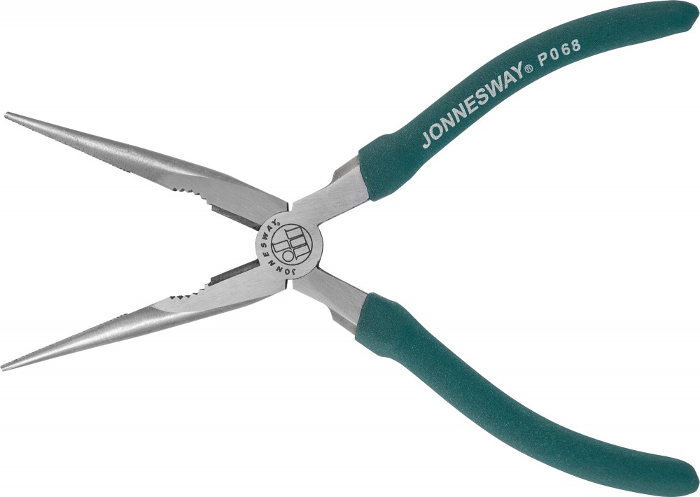 Jonnesway P068 Длинногубцы прямые, многофункциональные, с ПВХ рукоятками, 200 мм P068