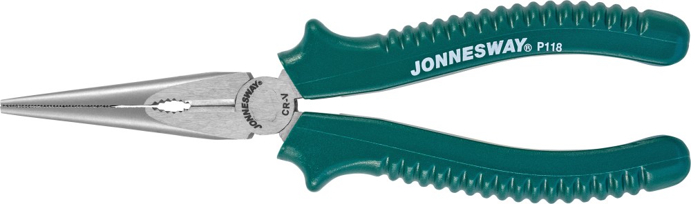 Jonnesway P118 Длинногубцы прямые, многофункциональные, с полимерными рукоятками, 200 мм P118