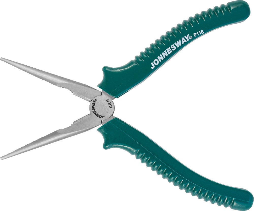 Jonnesway P118 Длинногубцы прямые, многофункциональные, с полимерными рукоятками, 200 мм P118