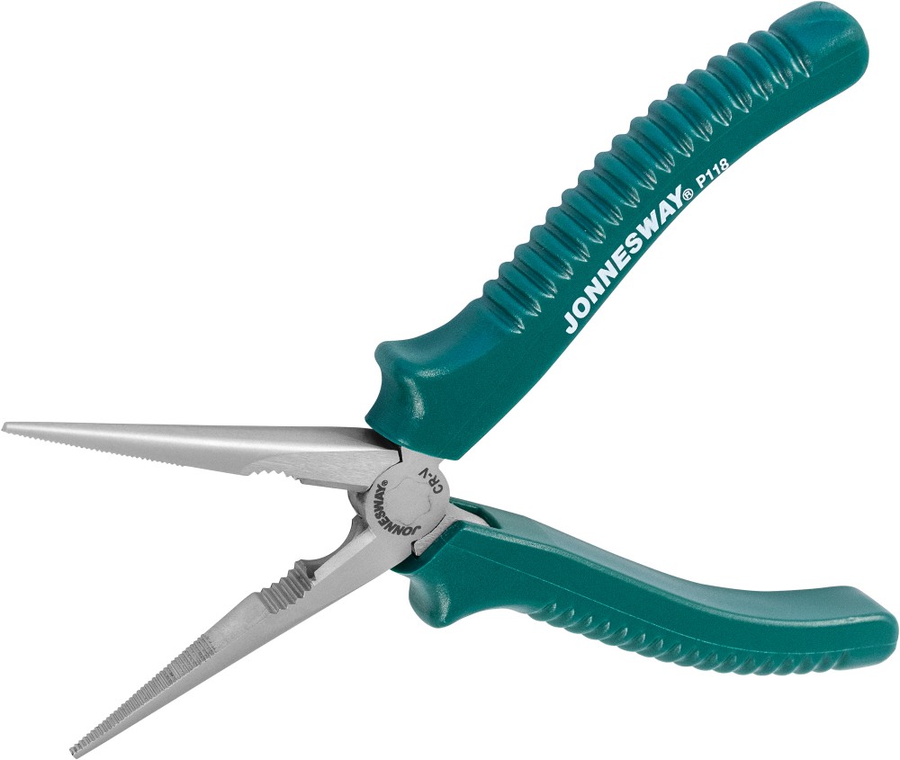 Jonnesway P118 Длинногубцы прямые, многофункциональные, с полимерными рукоятками, 200 мм P118