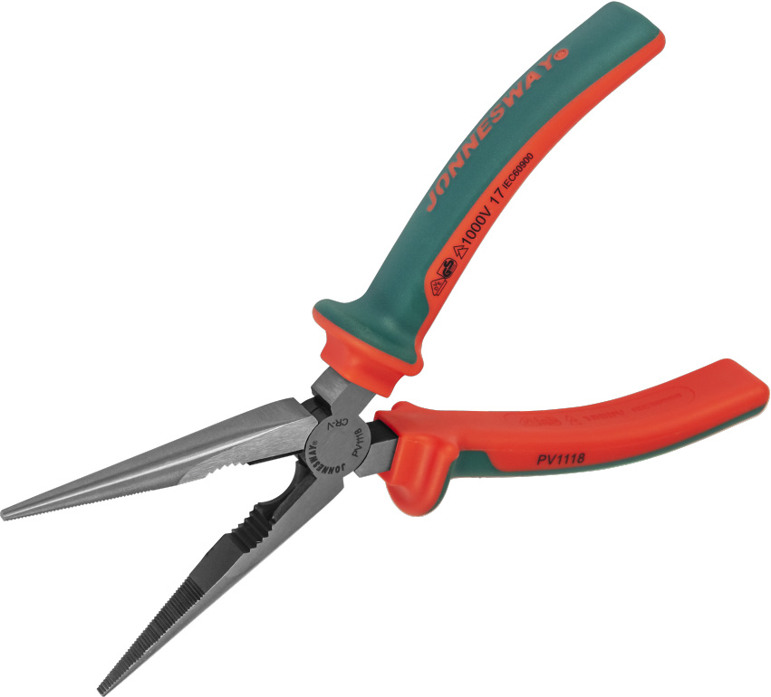 Jonnesway PV1118 Длинногубцы диэлектрические прямые с двухкомпонентными рукоятками, 200 мм PV1118