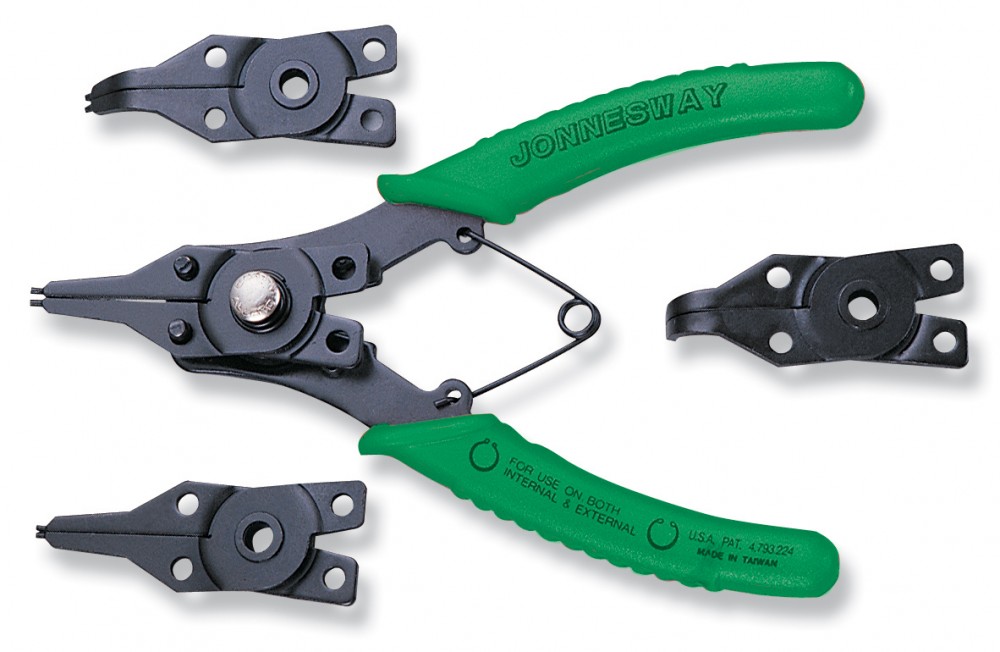 Jonnesway P266 Щипцы универсальные со сменными рабочими частями для стопорных колец в наборе,160 мм, 6-50 мм, 4 предмета P266