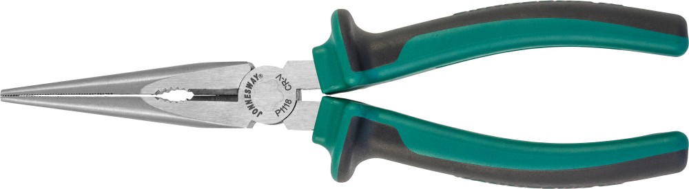 Jonnesway P1118 Длинногубцы прямые с двухкомпонентными рукоятками, 200 мм P1118