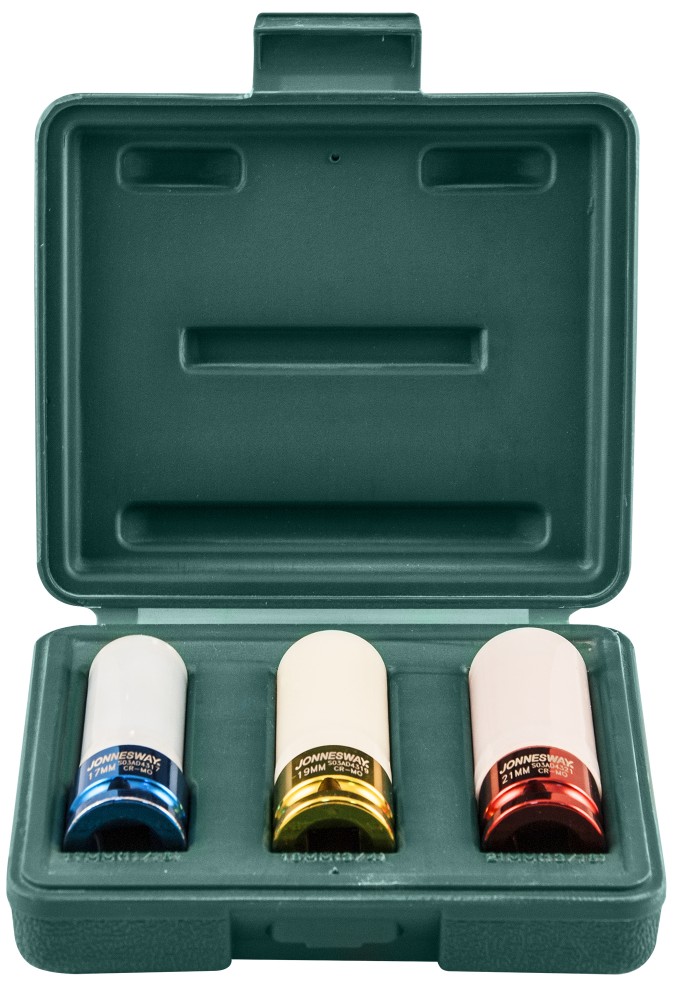 Jonnesway S03AD4303S Набор головок торцевых ударных глубоких 1/2"DR для лекгосплавных колесных дисков, 17,19,21 мм, 3 предмета S03AD4303S