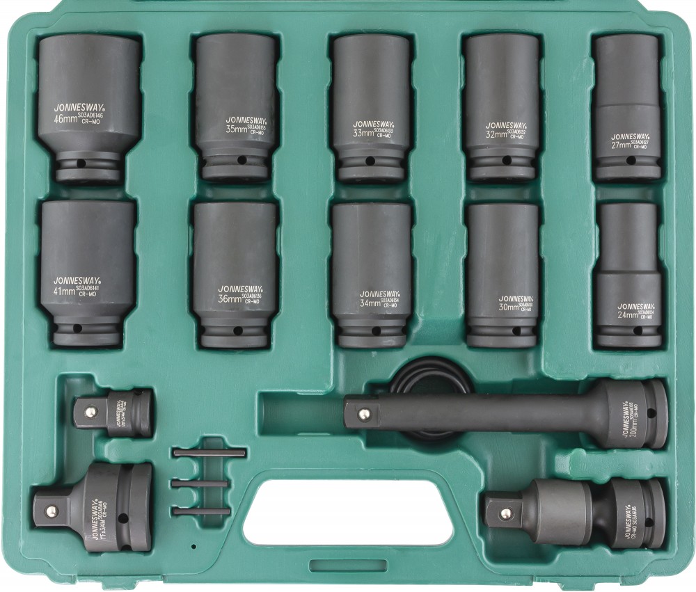 Jonnesway S03AD6120S Набор головок торцевых ударных глубоких 3/4"DR, 24-46 мм, 20 предметов S03AD6120S