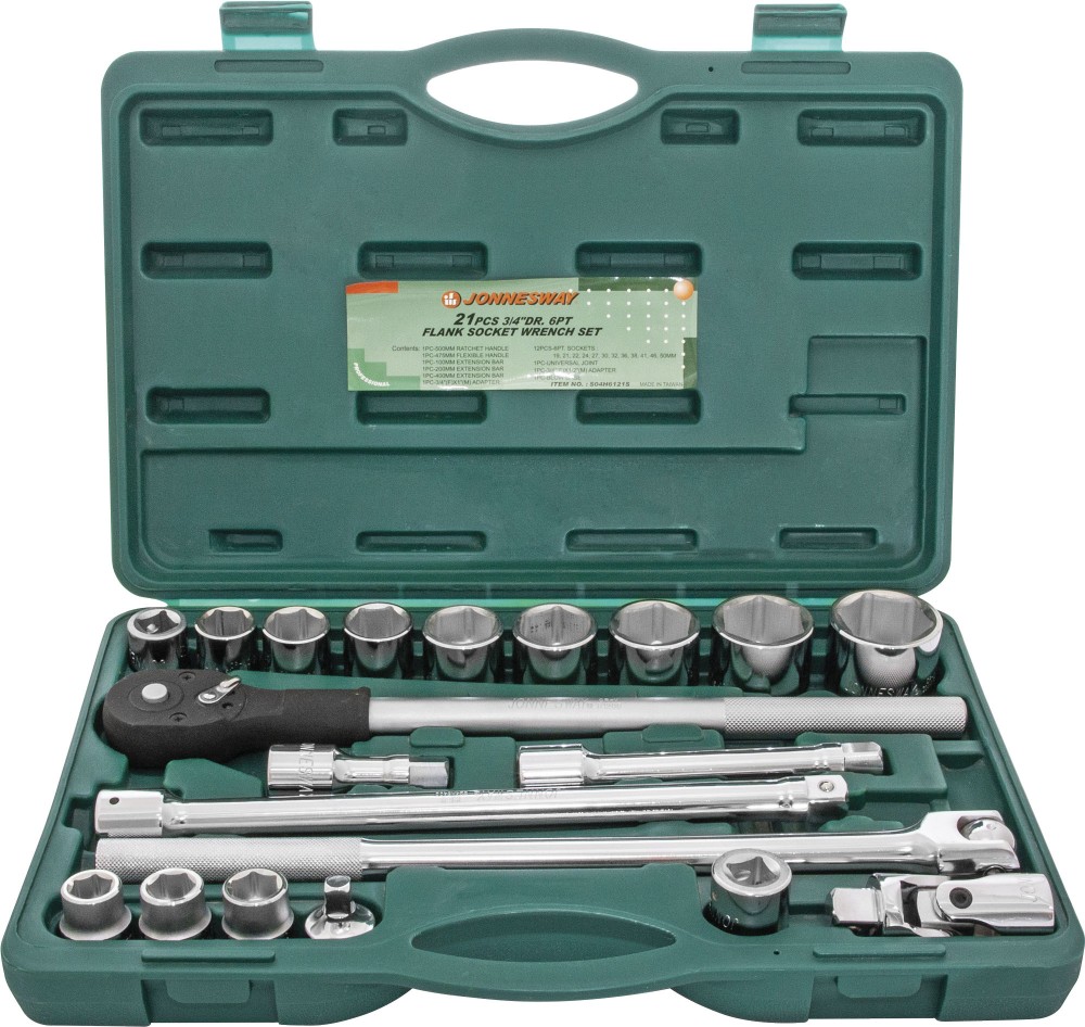 Jonnesway S04H6321S (S04H6121S) Набор головок торцевых 3/4"DR, 19-50 мм, 21 предмет S04H6321S