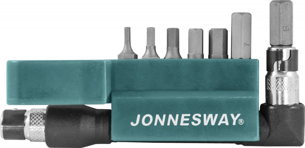 Jonnesway S08H2H8S Комплект вставок-бит 1/4"DR шестигранных, H2-H8, c Г-образным приводом, 8 предметов S08H2H8S