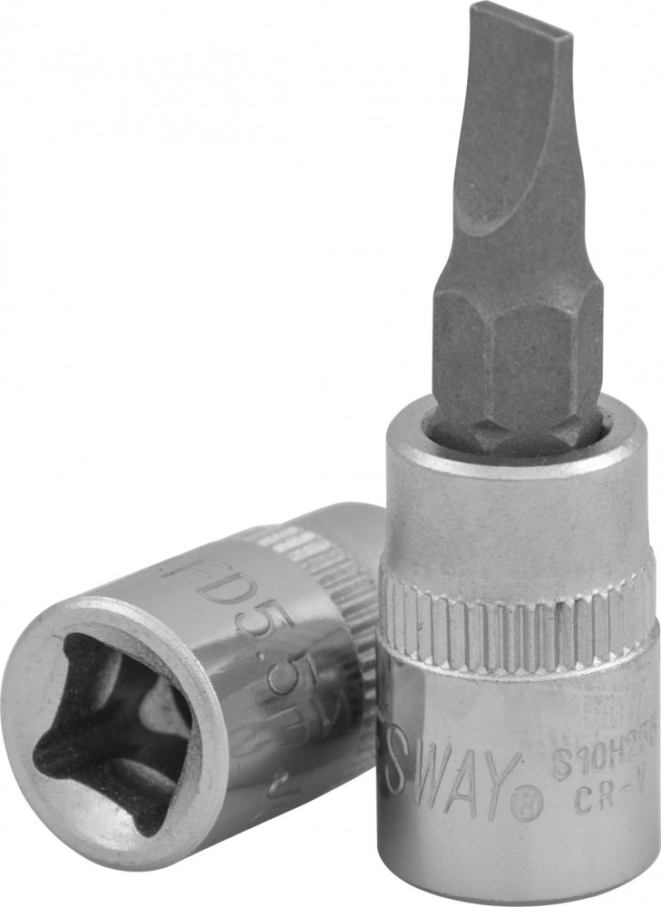  S10H255 Насадка торцевая 1/4"DR с вставкой-битой шлицевой, SL5.5, 37 мм S10H255