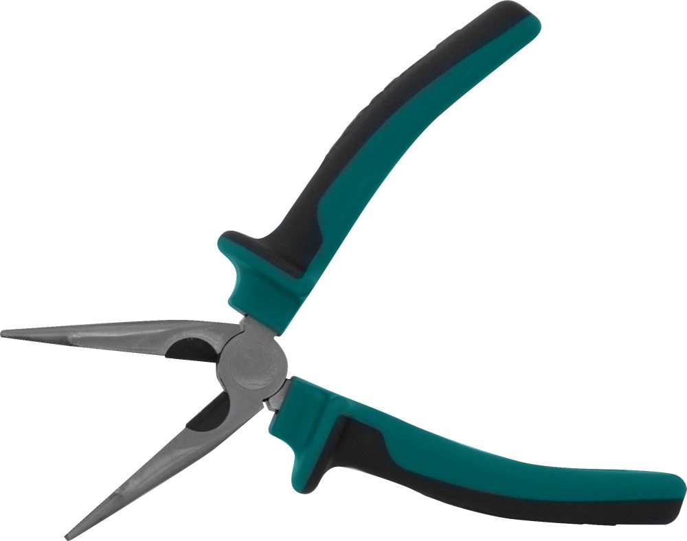 Jonnesway P1216 Длинногубцы изогнутые 45 с двухкомпонентными рукоятками, 160 мм P1216