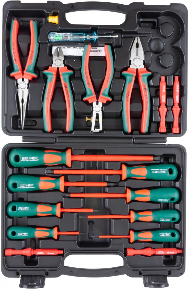 Jonnesway PSV118S Набор диэлектрический, отверток стержневых и шарнирно-губцевого инструмента, 18 предметов PSV118S