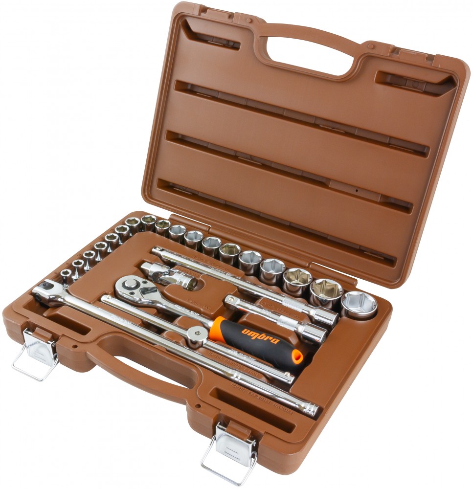 Ombra 911224 Набор головок торцевых с аксессуарами 1/2"DR, 8-32 мм, 24 предмета 911224