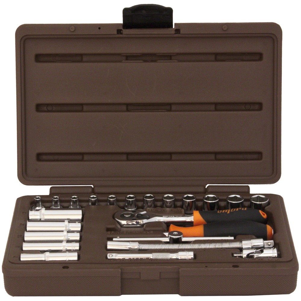 Ombra 911423 Набор головок торцевых с аксессуарами 1/4"DR, 4-13 мм, 23 предмета 911423