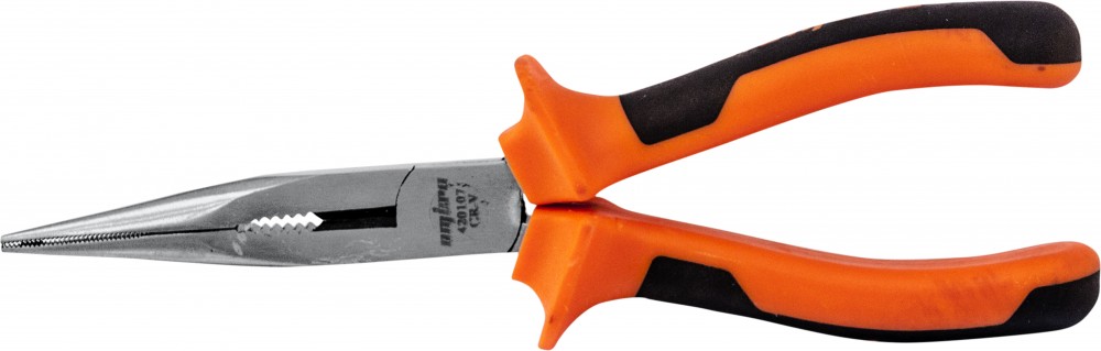 Ombra 420107 Длинногубцы прямые с двухкомпонентными рукоятками, 180 мм 420107