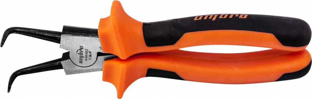 Ombra 440407 Щипцы загнутые 90°  для стопорных колец с двухкомпонентными рукоятками, разжим, 180 мм, 5-32 мм 440407
