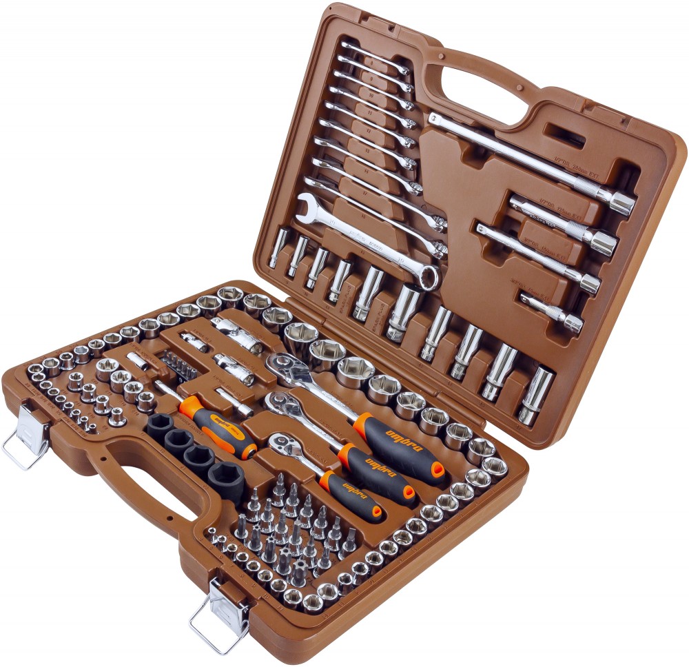 Ombra 911120 Специальный набор инструмента, торцевые головки 1/4", 3/8", 1/2"DR, 4-32 мм и SAE 5/32"--1-1/4", ударные торцевые головки 1/2"DR, 17-23 мм, 120 предметов 911120