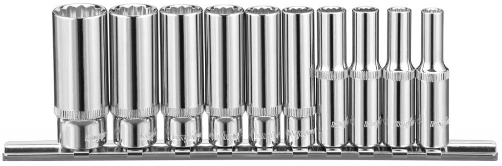 Ombra 914910 Набор головок торцевых глубоких 12-гранных 1/4"DR на держателе, SAE 3/16"--9/16", 10 предметов 914910