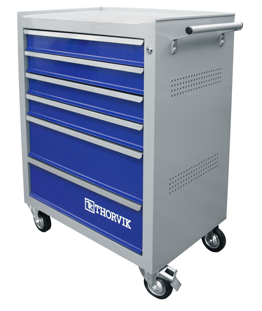 Thorvik TT6GB-R Тележка инструментальная 6-ти полочная (серая с синими ящиками) TT6GB-R