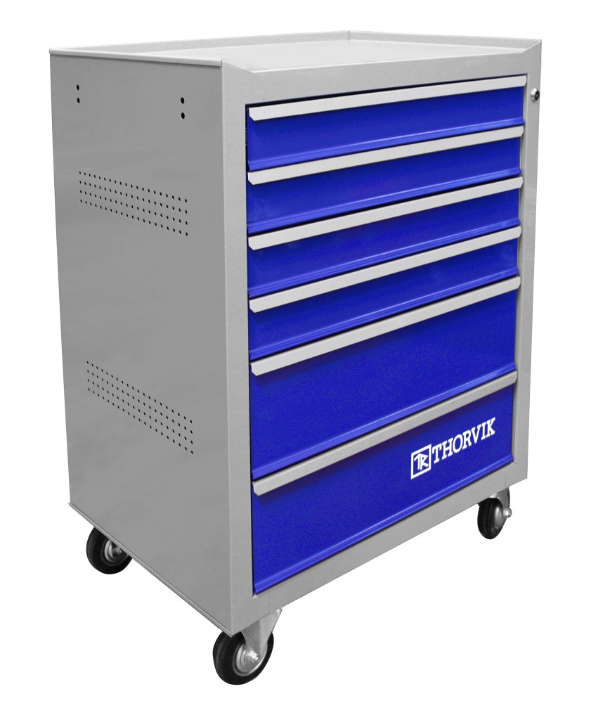 Thorvik TT6GB-R Тележка инструментальная 6-ти полочная (серая с синими ящиками) TT6GB-R