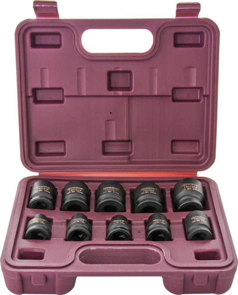 Thorvik ISS01210 Набор головок торцевых ударных 1/2"DR, 10-24 мм,  10 предметов ISS01210