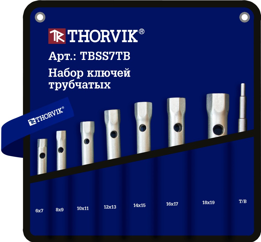 Thorvik TBSS7TB Набор ключей трубчатых в сумке, 6-19 мм, 7 предметов TBSS7TB