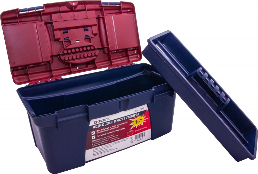 Thorvik TB16 Ящик для инструмента 16", пластиковый, 410х220х195 мм TB16