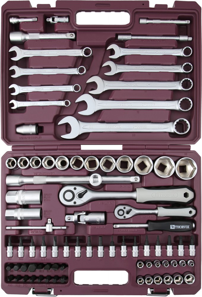 Thorvik TS082 Набор инструмента универсальный 1/4", 1/2"DR, 82 предмета TS082