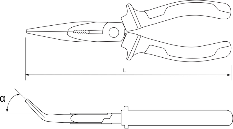 Thorvik BNP0150 Длинногубцы изогнутые 45° с двухкомпонентными рукоятками, 160 мм BNP0150