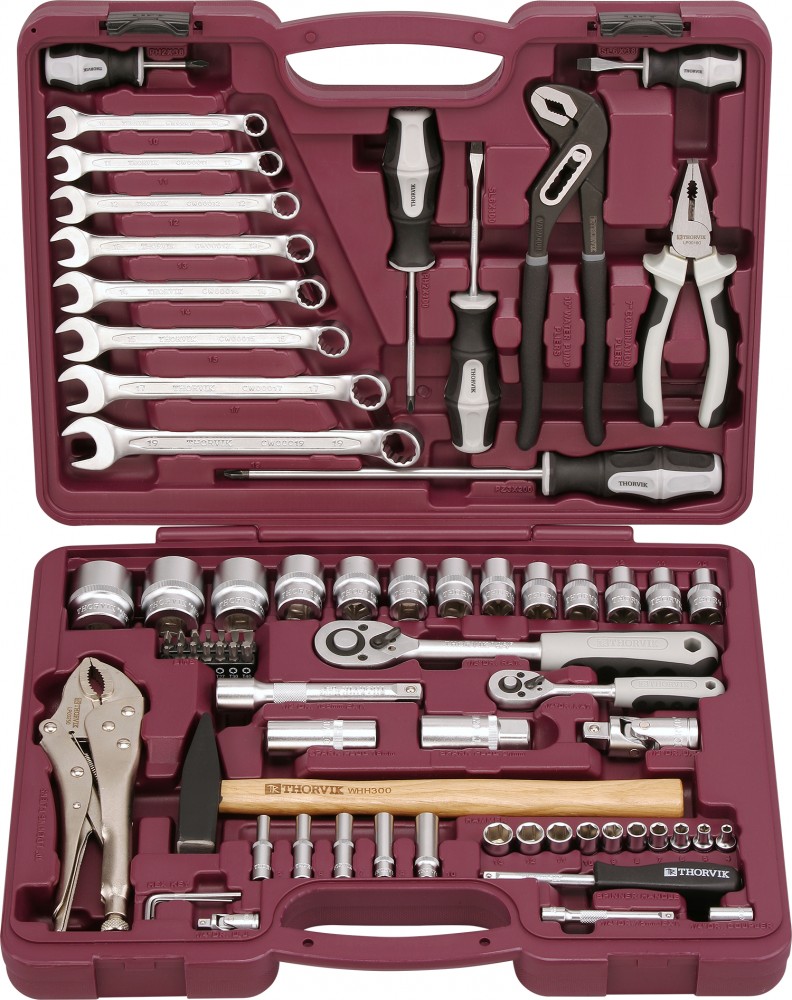 Thorvik UTS0072 Набор инструмента универсальный 1/4", 1/2"DR, 72 предмета UTS0072