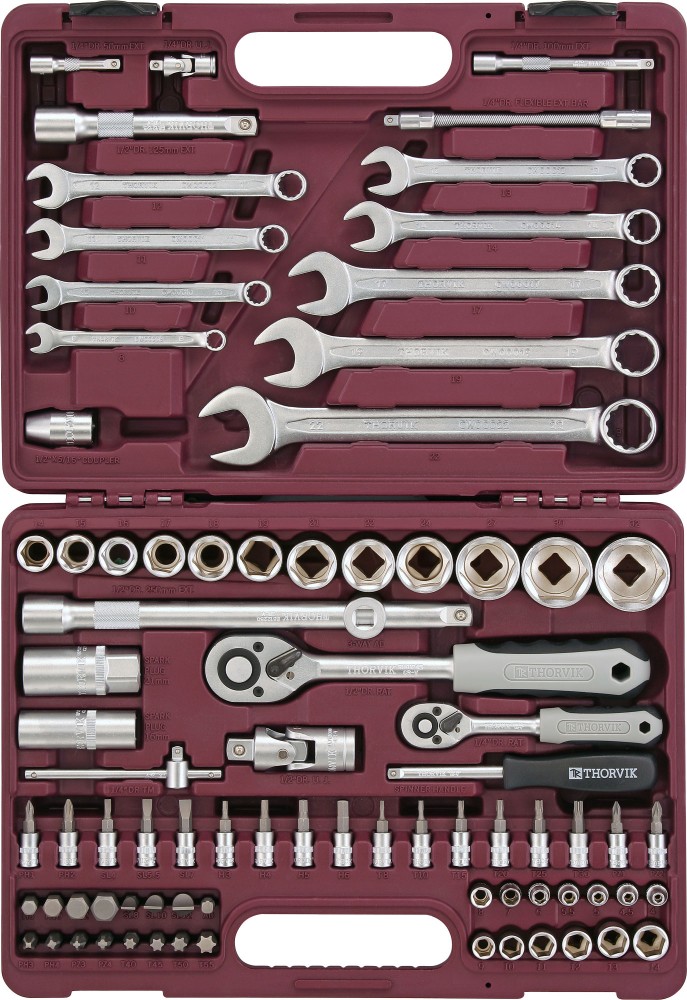 Thorvik UTS0082 Набор инструмента универсальный 1/4", 1/2"DR, 82 предмета UTS0082