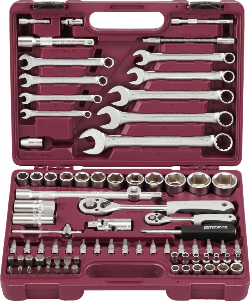 Thorvik UTS0082 Набор инструмента универсальный 1/4", 1/2"DR, 82 предмета UTS0082