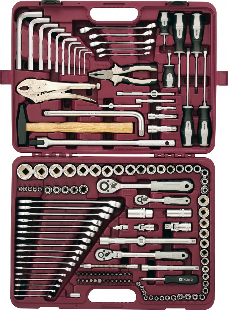 Thorvik UTS0142 Набор инструмента универсальный 1/4", 3/8" и 1/2"DR, 142 предмета UTS0142