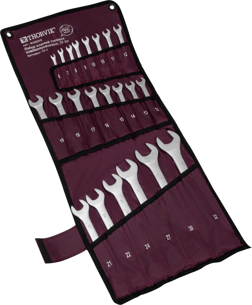 Thorvik W3S22TB Набор ключей гаечных комбинированных серии ARC, 6-32 мм, 22 предметов W3S22TB